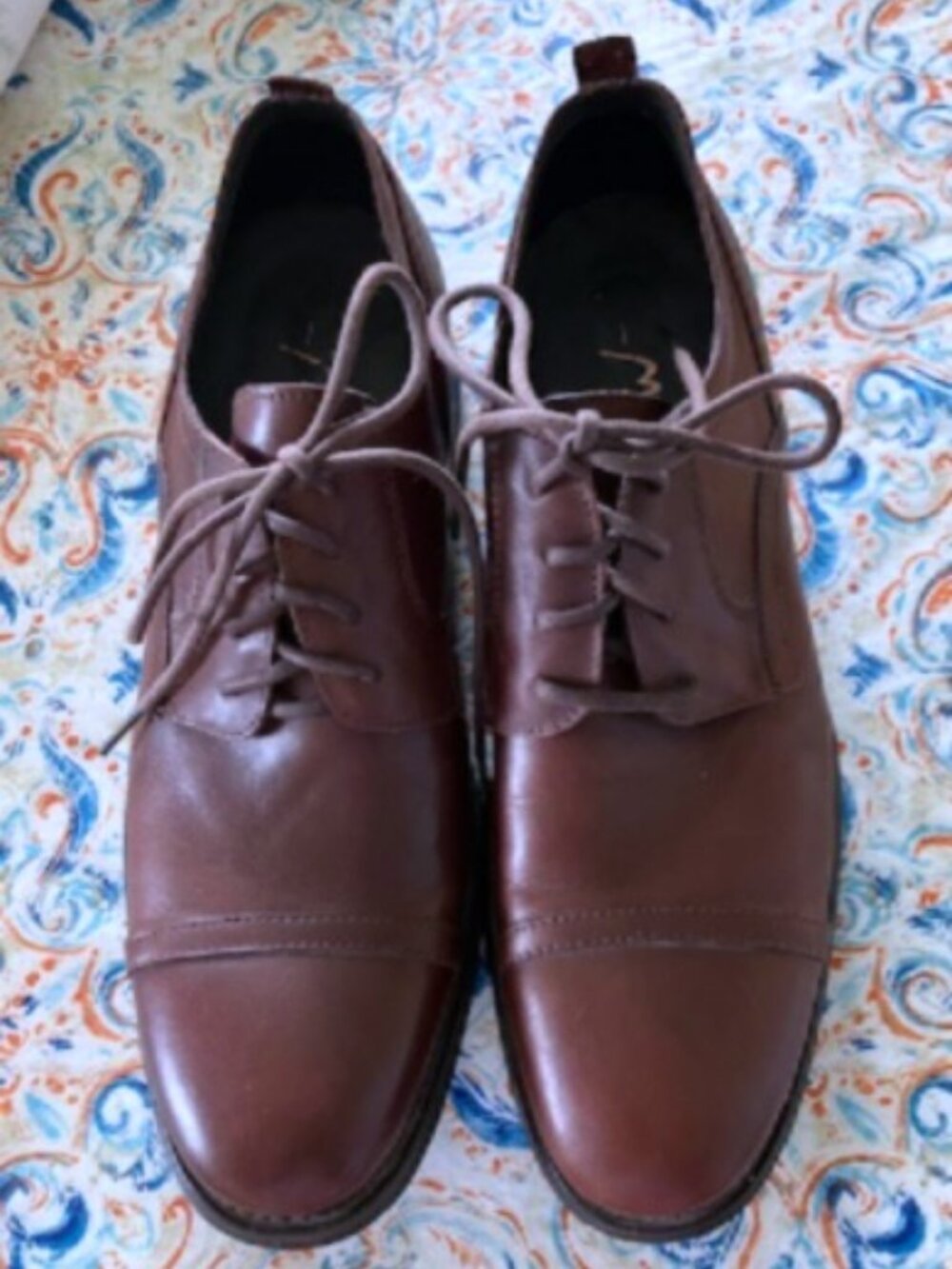 Men's MO.S Italian Handmade Leather Brown Shoes Size EU 43